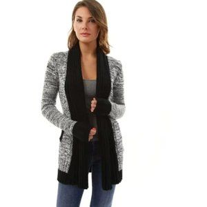 Marled Shawl Scarf Cardigan Open Front w/ Pockets